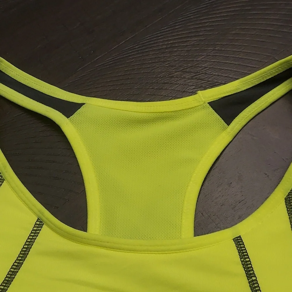 DANSKIN NOW Lime Yellow and Black Racerback Sports Bra - Picture 2 of 8
